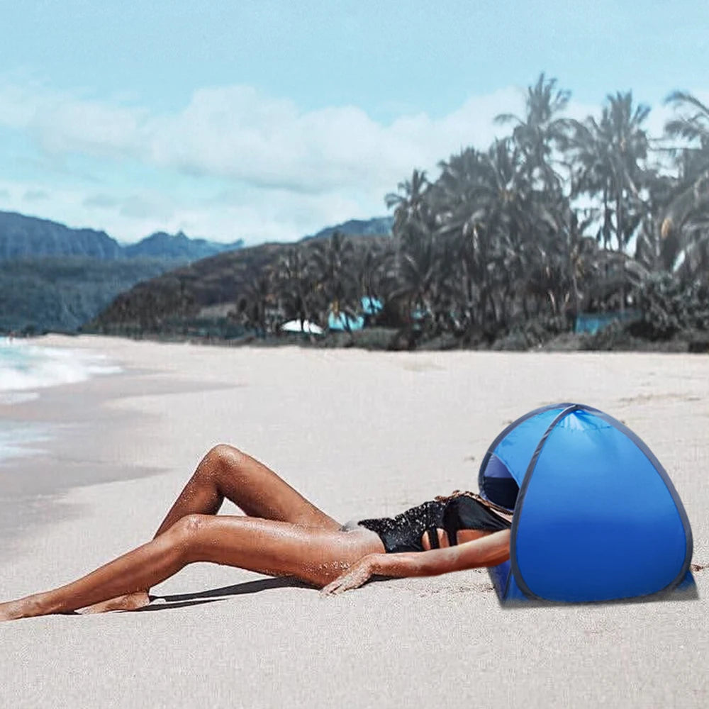 Portable Sun Shelter Outdoor Mini Sunbathing Head Tent Windproof Sand Proof Canopy Headrest Pops Up Beach Sun Shade Tents