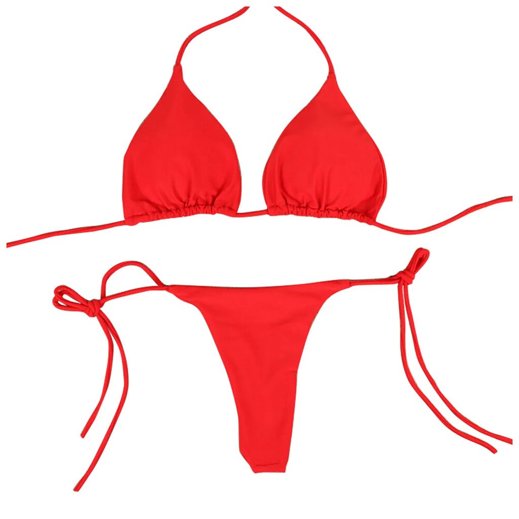 Women's Summer Swimsuit Sexy Bikini Set Push-up Padded Bra Thong Two Pieces Swimwear Beachwear Bathing Suit Female Sexy Swimsuit