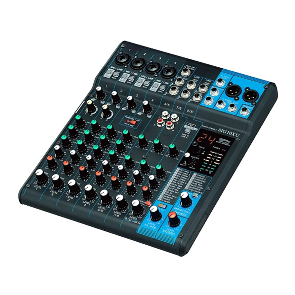 Professional Audio Mixer MG10XU 10 Channel 48V Phantom Effect Analog Mixing Consoles for Wedding Stage Performance Conference