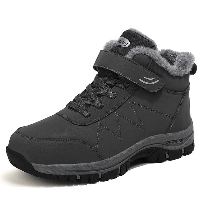Leather Boots Men Women Shoes Waterproof Boot Man Plush Keep Warm Outdoor Ankle Boots Military Combat Boots Walk On Ice Sneakers