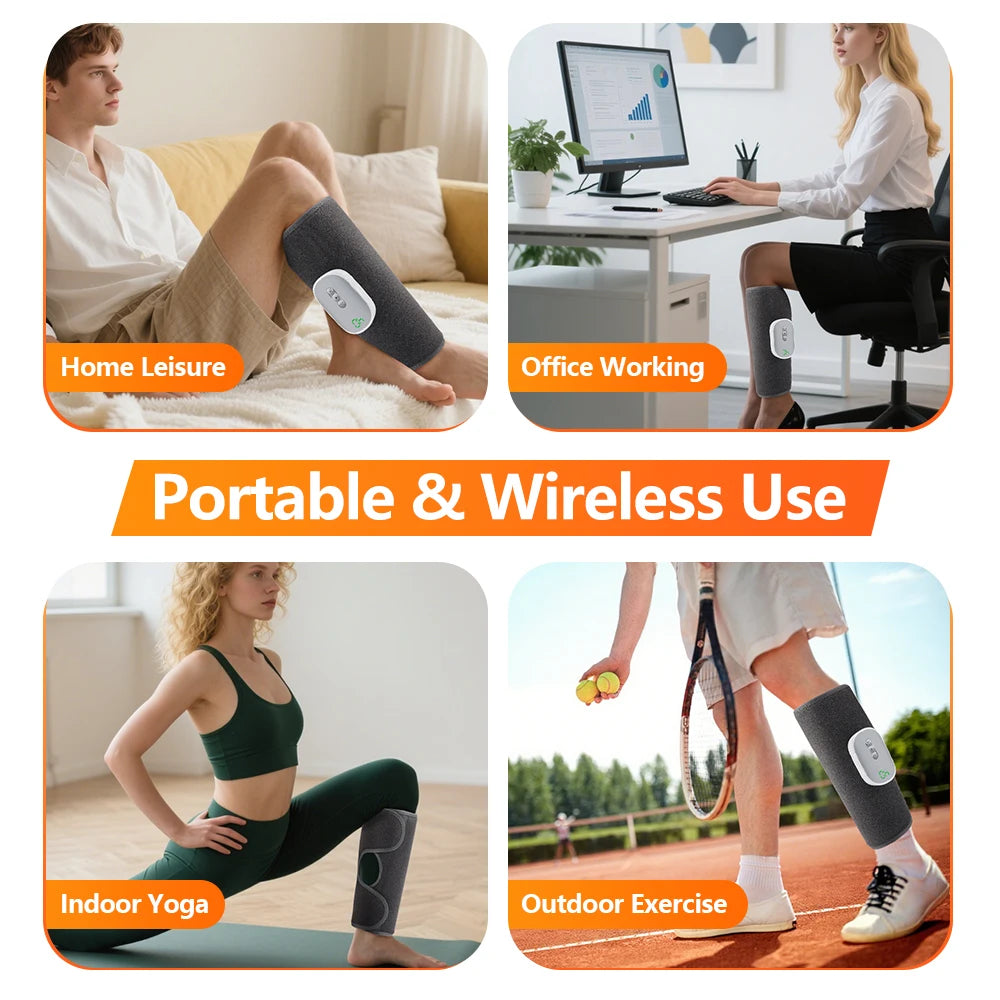 Calf Massager Wireless Leg Massager Electric 4 Modes Airbag Compresstion Calf Muscle Relax Blood Circulation Rechargeable