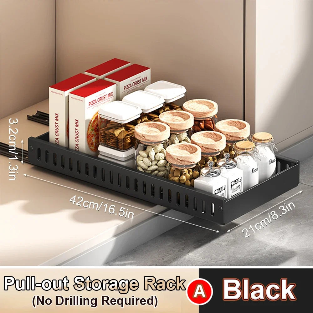 Kitchen Multifunctional Organizer - Pull-Out for Pots/Pans, Sliding Lid Holder, Spice Rack & Dish Drying Racks Drawer Organizer