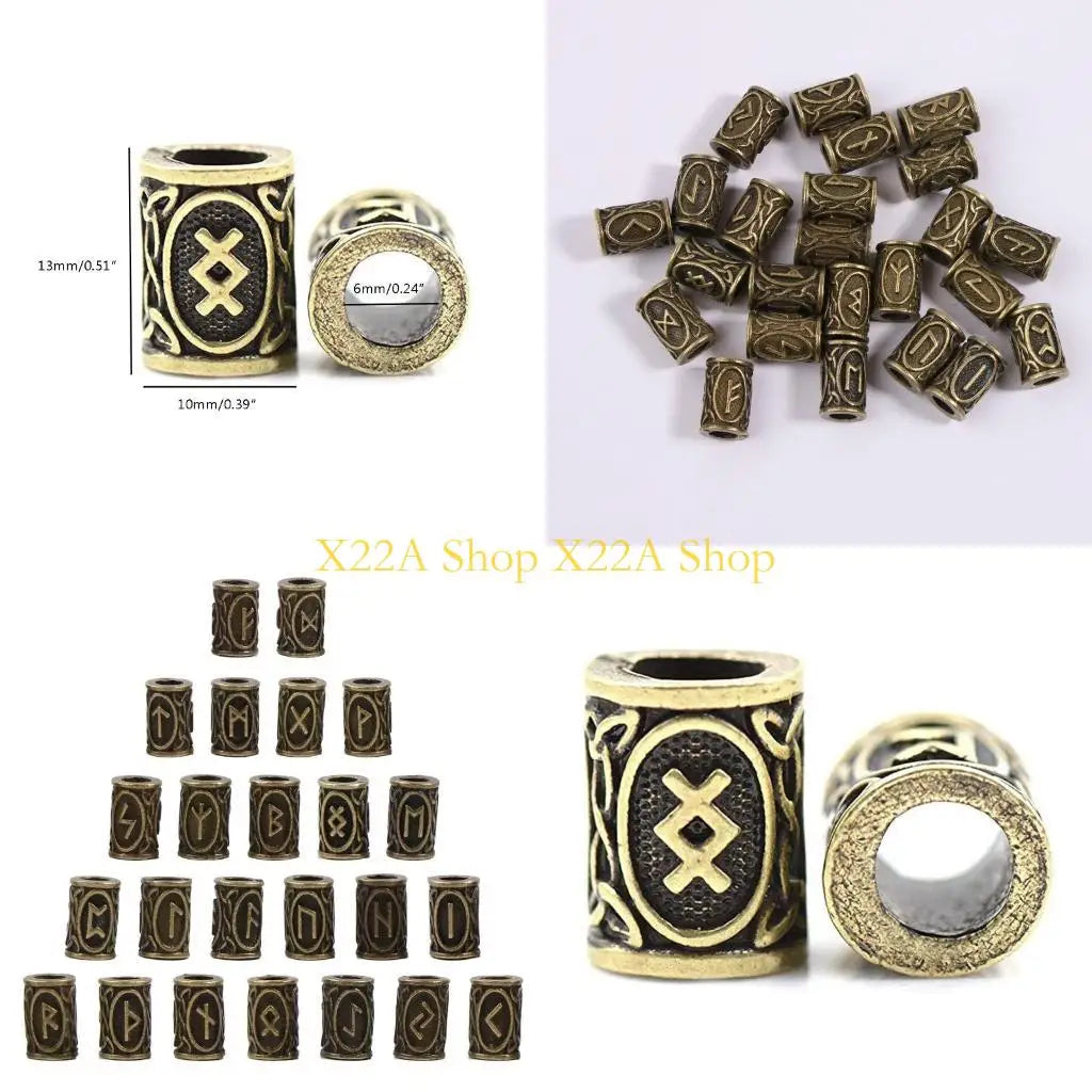Unique 24Pieces/Set Beard Bead Set Dreadlocks Rings for Dreads Beards Hair Paracord Pendants Bracelets DIY Gift