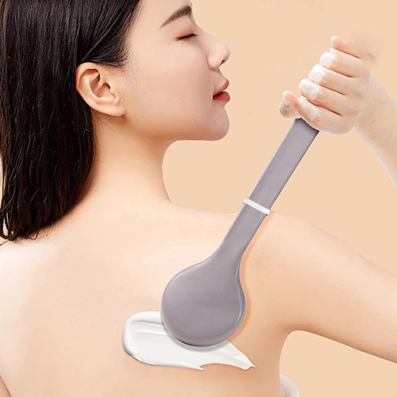 Multi Function Lotion Sunscreen Ointment Applicator Long Handle Body Cleaner Shower Brush Back Massager Beauty Tool