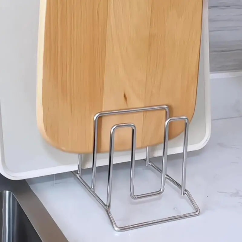 kitchen Storage Solution Rustproof Pot Lid Rack Stainless Steel Storage Rack Multifunctional Chopping Board Organizer For Home .