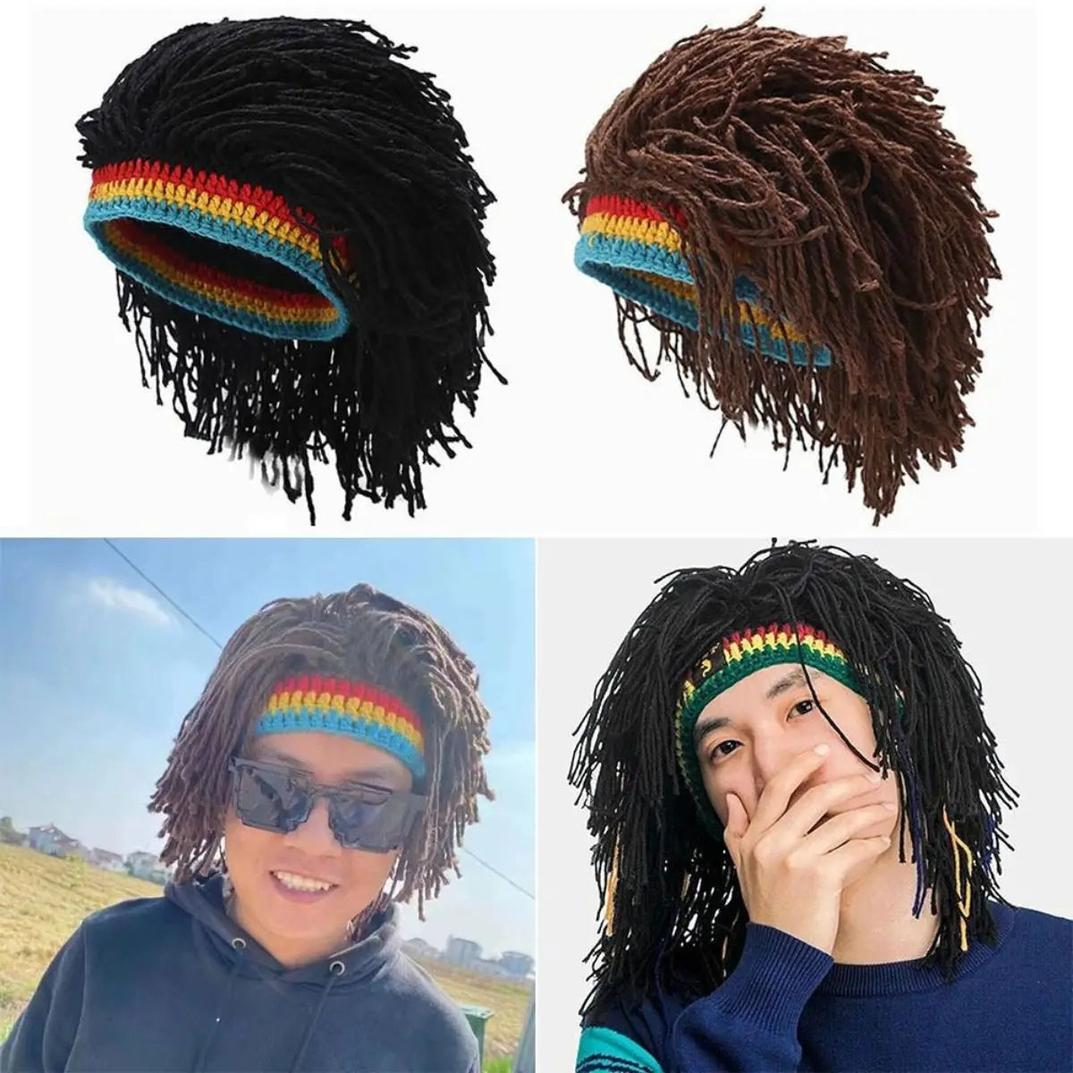New and Funny Synthetic Wig Hats Wool Hats Hair Accessory Dreadlocks Hip-hop Personality Extensions for Women Cosplay Party Gift