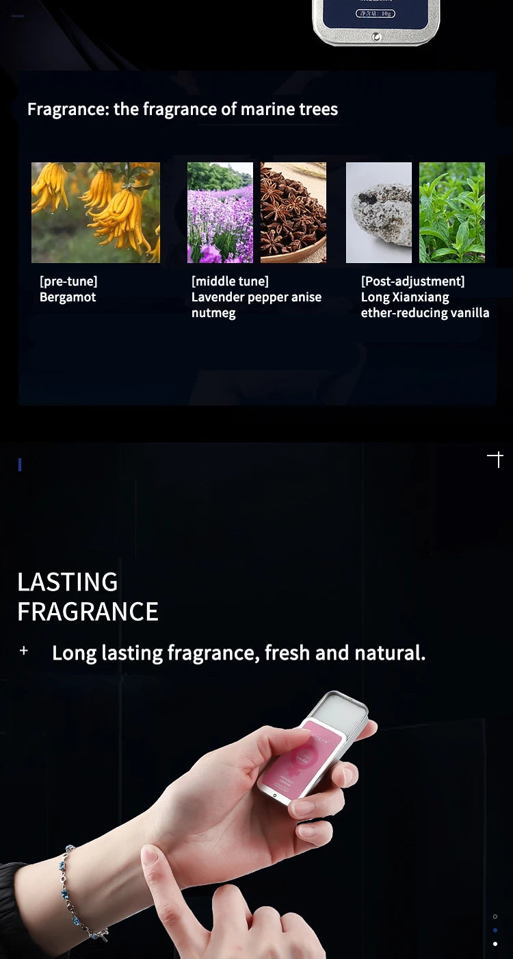 Men's portable solid body lotion, long-lasting fragrance, cologne scent,Light and Fresh Scent,Portable boxed version