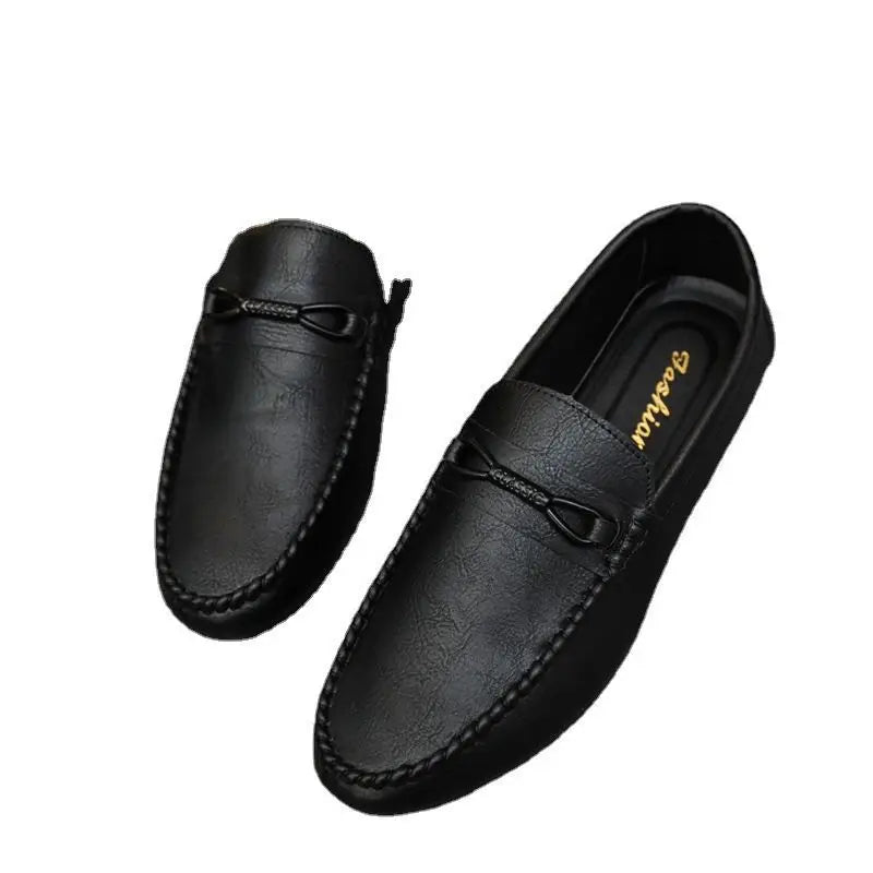 Men's Summer Hot Sale Of The Season Slip-On Loafers Casual Driving Shoes Soft Bottom Breathable Korean Style round Toe Leathe...