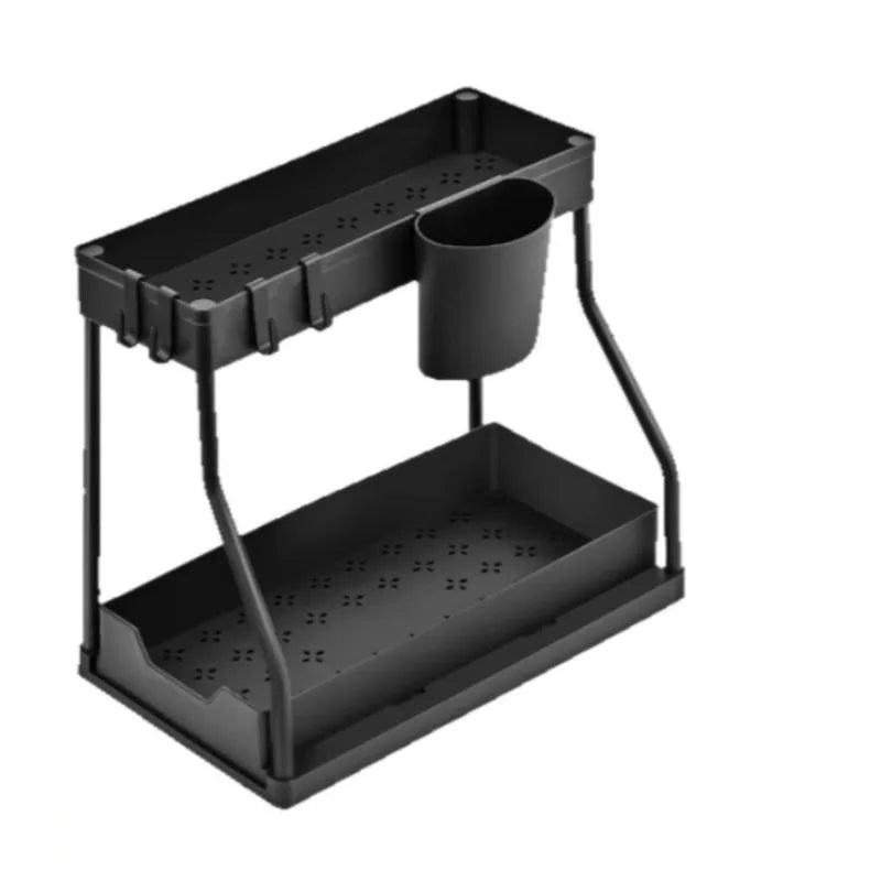 Kitchen sink storage rack, double-layer pull-out countertop organization rack, bathroom storage rack, kitchen storage rack
