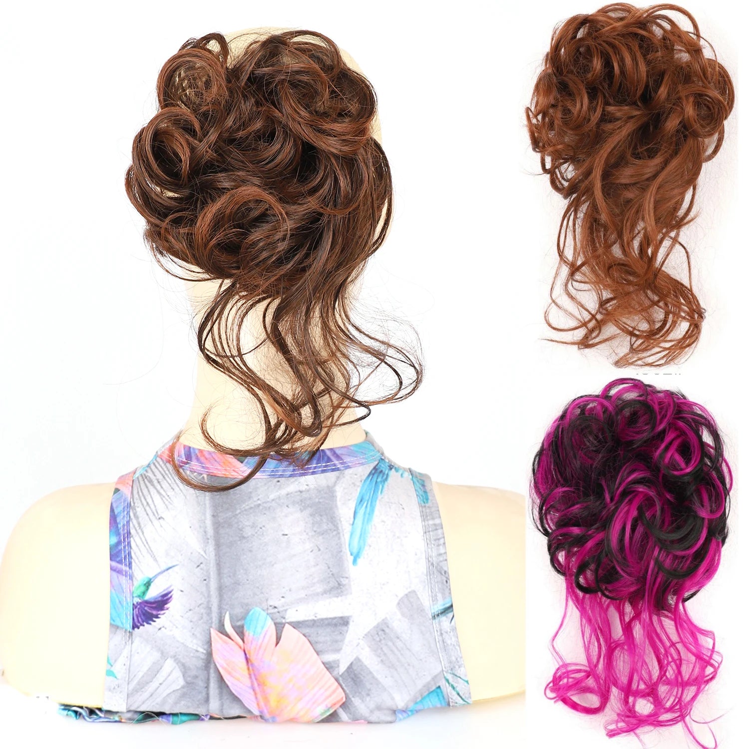 Women's Synthetic Messy Curly Hair Bun Chignon Extension - Elastic Scrunchie Updo Hairpiece for Quick Styling