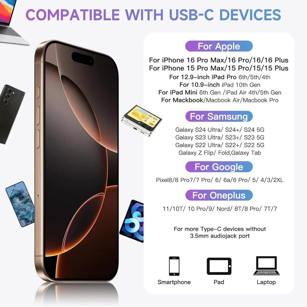 USB Type C 3.5mm Wired Headphones with Microphone Volume Control Wired Earphone Earbuds Bass In Ear Headphones Sport Headset