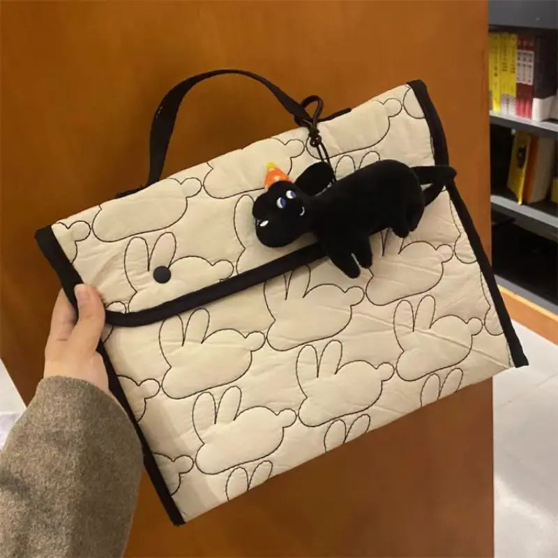 Korean INS Embroidered Rabbit Pattern Handheld Tablet Bag For Ipad 9.7-11 macbook Air13.3 13.6 pro14 Samsung Laptop Storage Bag