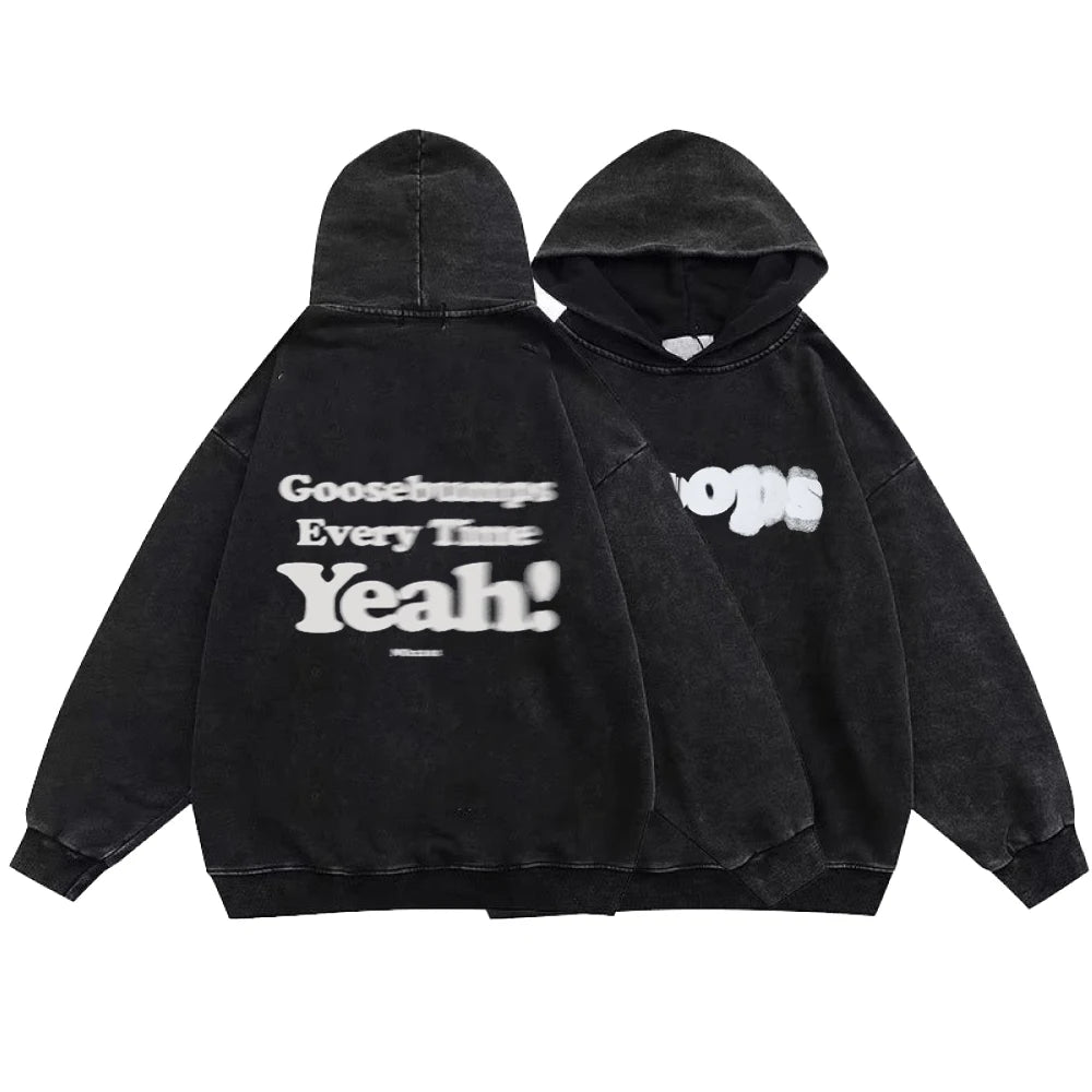 Gothic Style Hoodies Vintage Washed Letter Cross Y2K Sweatshirts Hip Hop Streetwear Long Sleeve Pullover Oversized Harajuku Tops