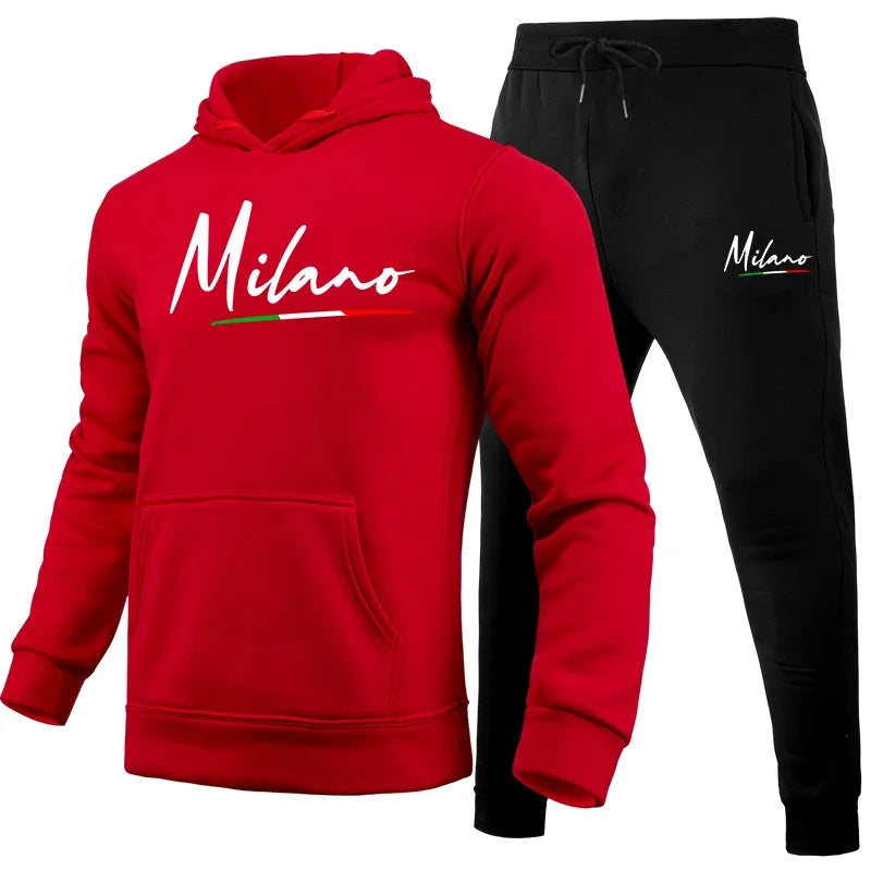 Mens Tracksuit Casual Print Sweatshirt Sweatpants 2 Pcs Set Sports Jogging Mens Clothing AutumnWinter Hoodies Sportswear Outfits