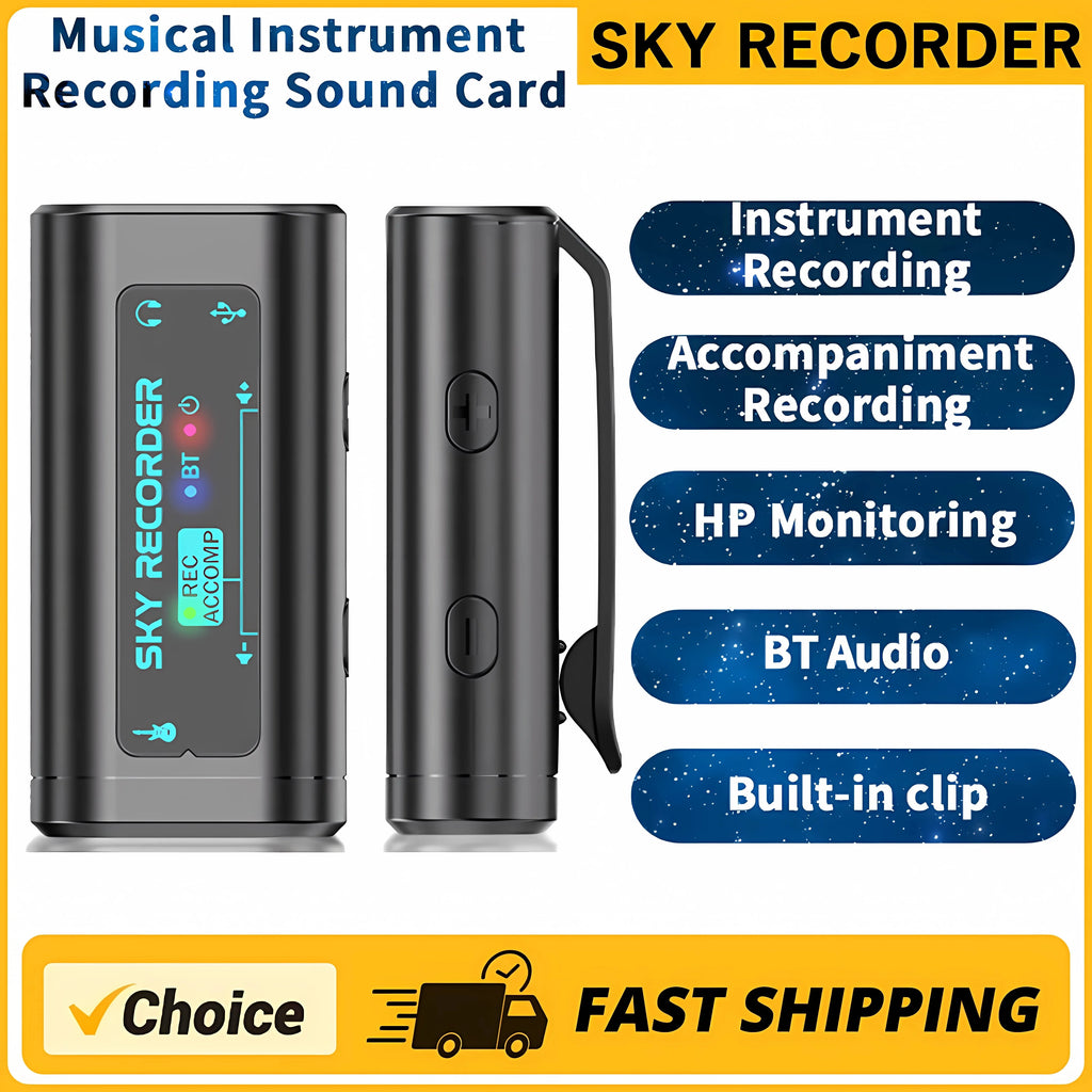 SKY RECORDER Portable Sound Card USB Conversion Interface Plug and Play Use for Guitar Bass Ukulele Guitalele Mini Audio Mixer