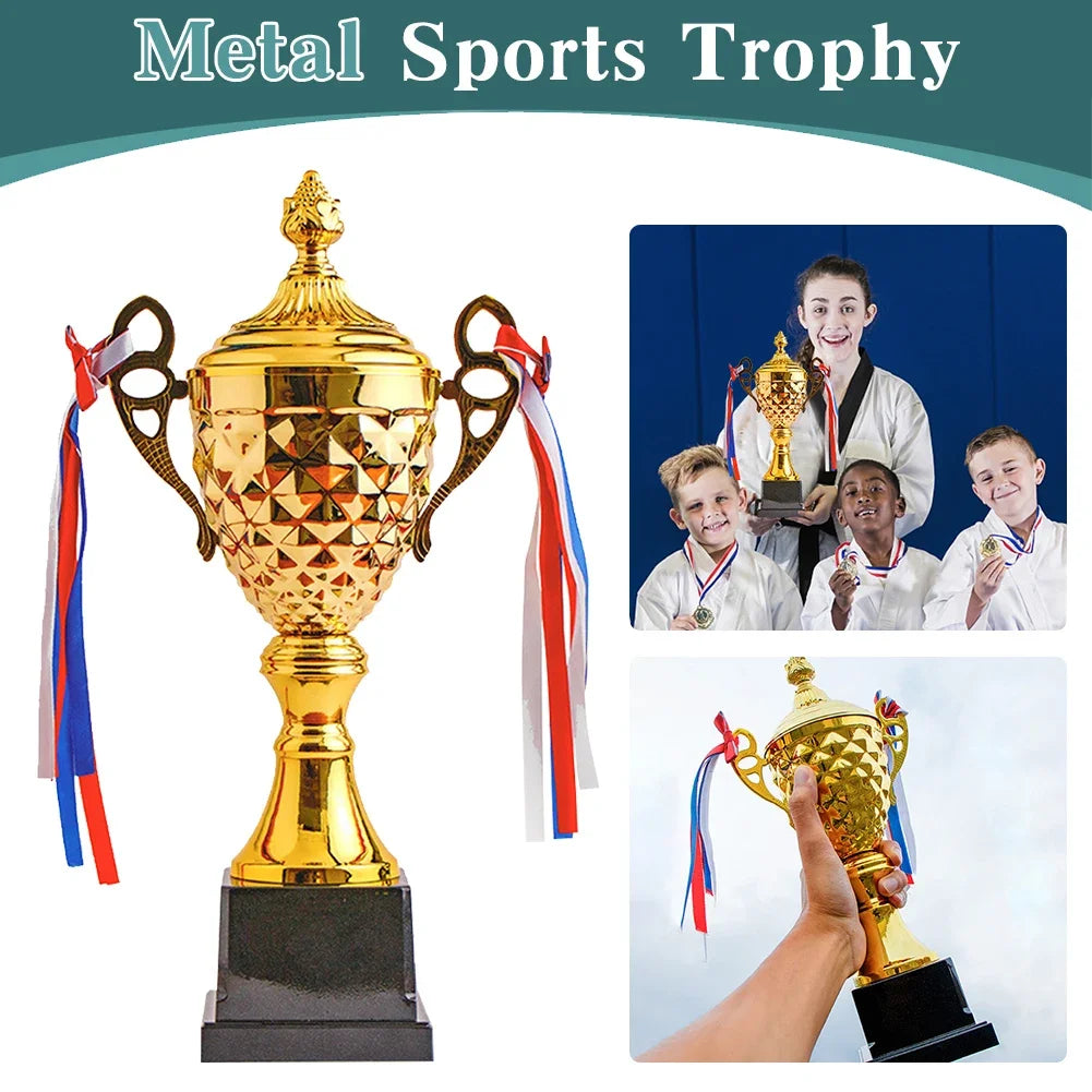 Gold Trophy Cup Height 33cm Football Trophy Metal Sports Trophy Winner Trophies Award Trophy for Winner Kids and Adults