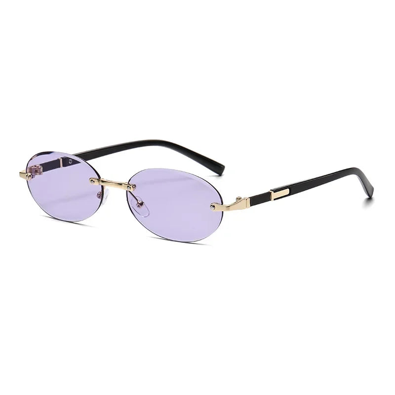 Personalized Oval Frame Sunglasses Women Men Retro Metal High-end Sun Glasses Luxuy Frameless Trimming Traveling UV400 Eyewear