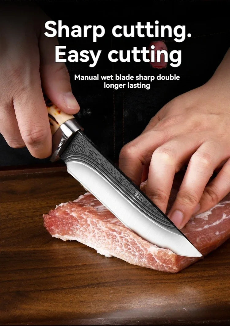 Kitchen-Friendly Meat Cutting Tool - Compact Straight Knife for Portability and High-Hardness Slicing - Ideal for Eating Meat