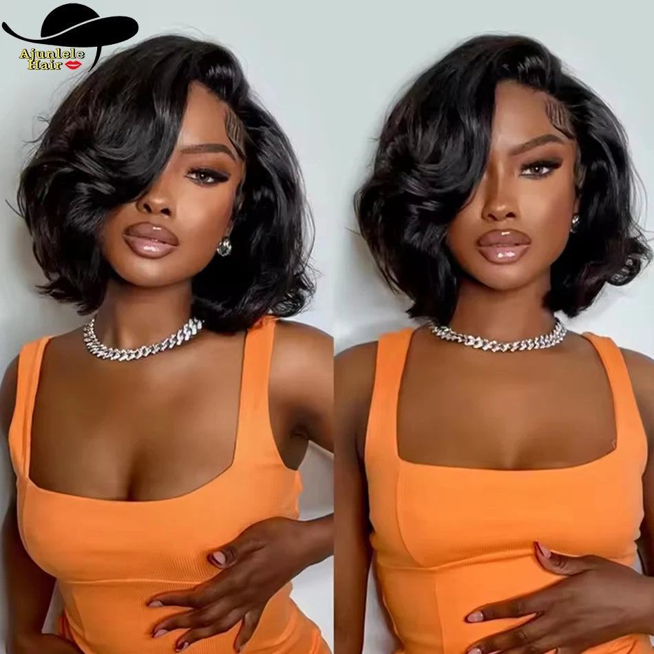 Brazilian Hair Body Wave Wigs 13x4 Transparent Lace Front 100 Human Hair Wig 4x4 Lace Short Bob Wigs Pre Plucked For Black Women