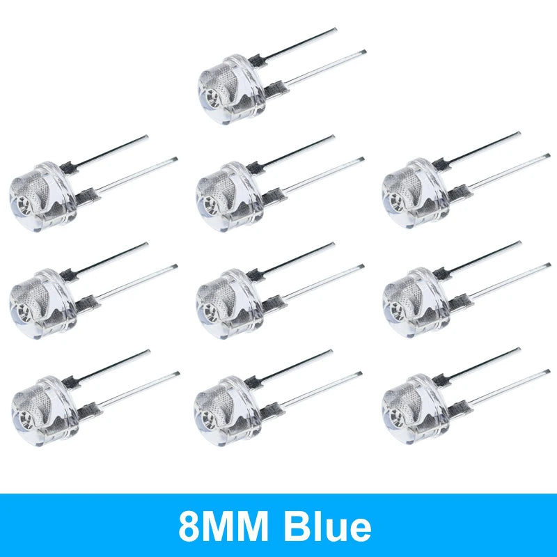 10/100PCS NEW F8 8mm 0.5W 3.0-3.2V Straw hat LED White Super bright LED lamp Wide Angle Transparent LED Lamp Strawhat LED