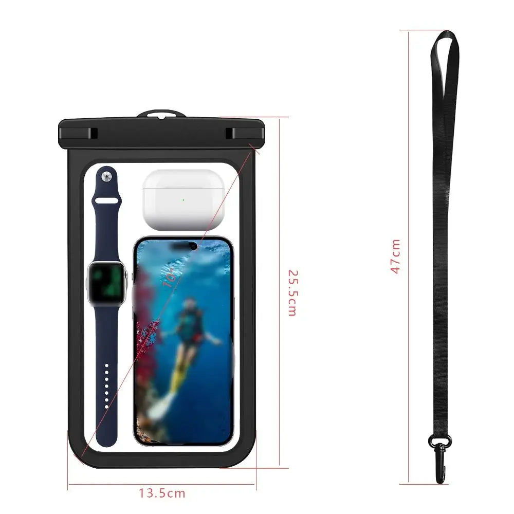 Waterproof Mobile Phone Bag Touchable Screen Large Capacity Phone Protector Pouch PVC Universal Underwater Dry Bag