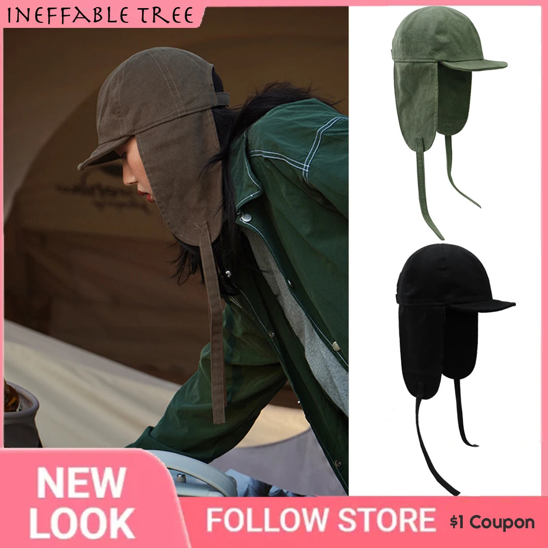 INS Women Men Cotton Auturm Winter Warm Trapper Bomber Hats 2022 Snow Caps Earflap Bonnet Russian Ushanka