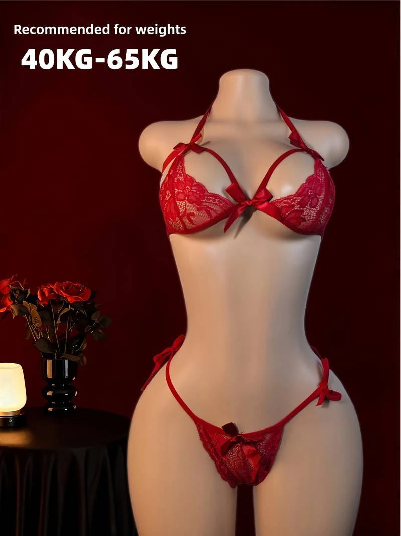 Women's Embroidered Lace Push-Up Bralette & Brief Set