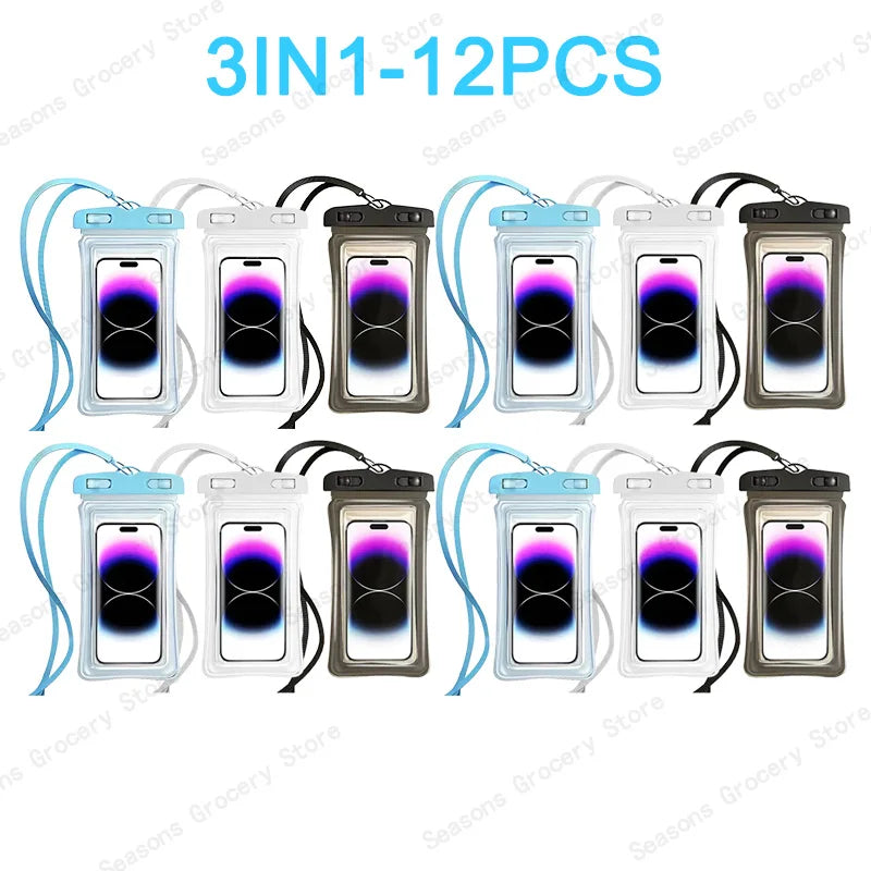 Transparent Waterproof Phone Pouch Under 7.2 Inches Touch Screen Swimming Rafting Waterproof Case with Lanyard Sealed Bag