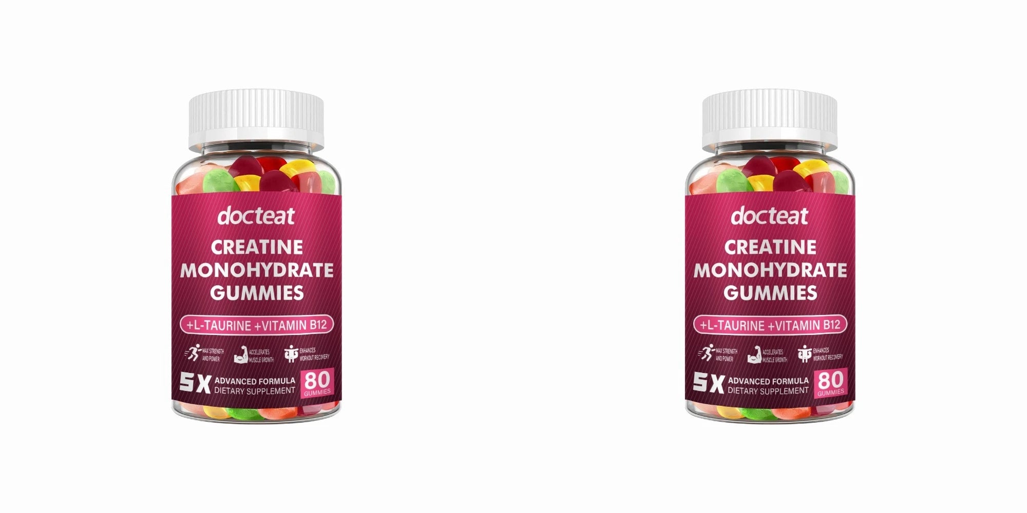 Creatine Monohydrate Gummies 80 Count with Taurine Vitamin B12 Chewable Sports Nutrition Supplement for Muscle & Energy Support
