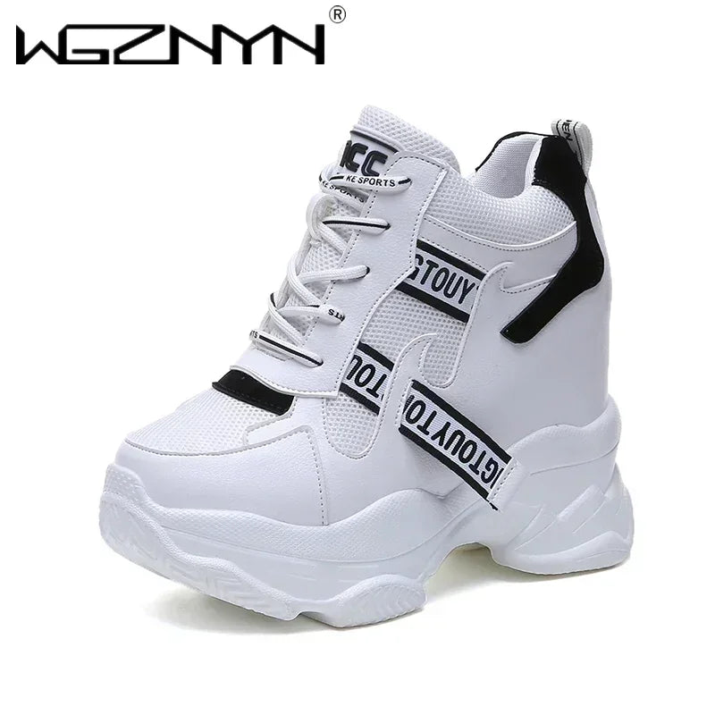 2025 NEW High Quality Chunky Platform Outdoor Sneakers Women Super High Heels Casual Shoes Woman Height Increasing Boot Mujer
