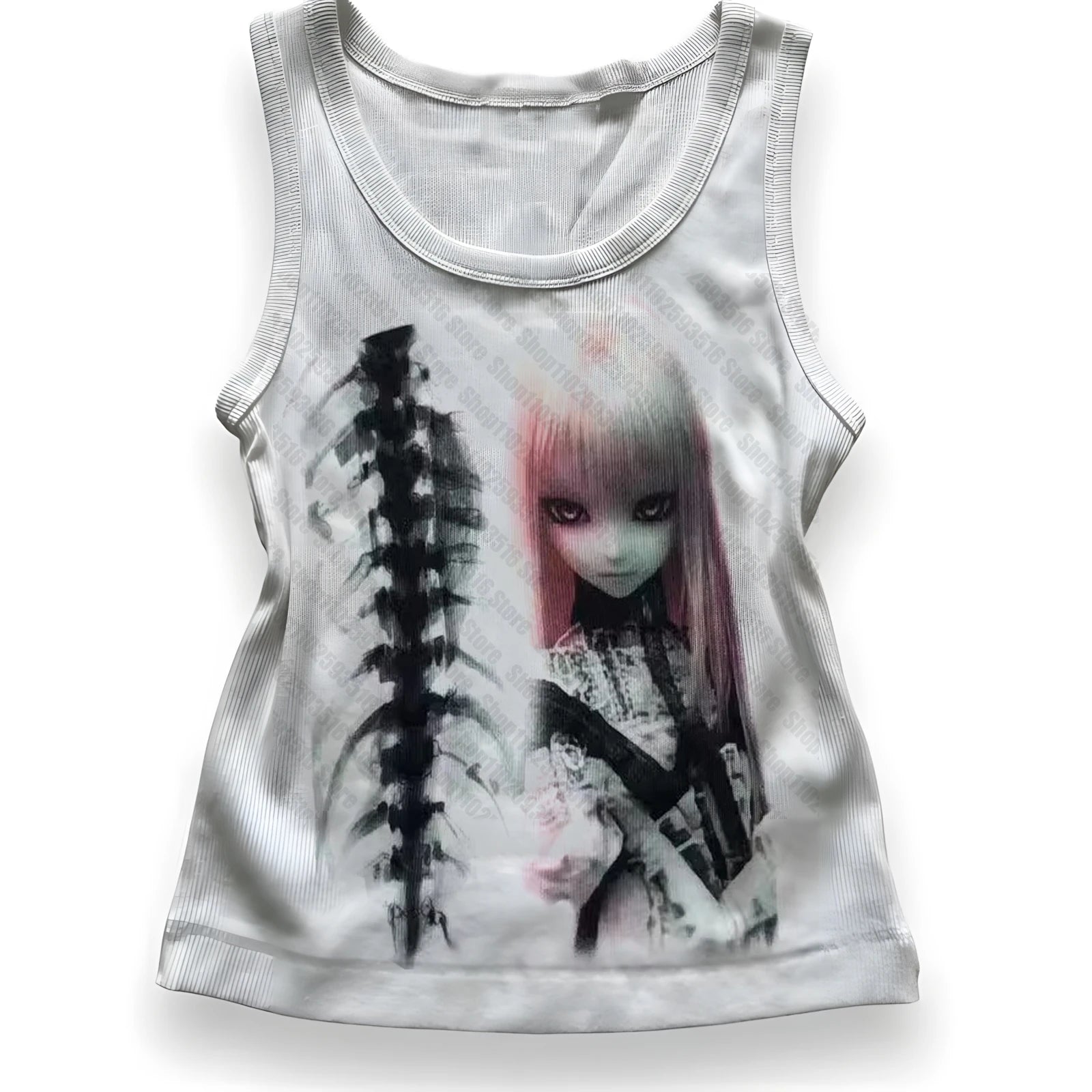 Women's Cropped Grunge Clothes Y2k Vintage Top Aesthetic Clothing Crop Tops Y2k Shoujo Girl Aesthetic Emo Tanks & Camis Harajuku