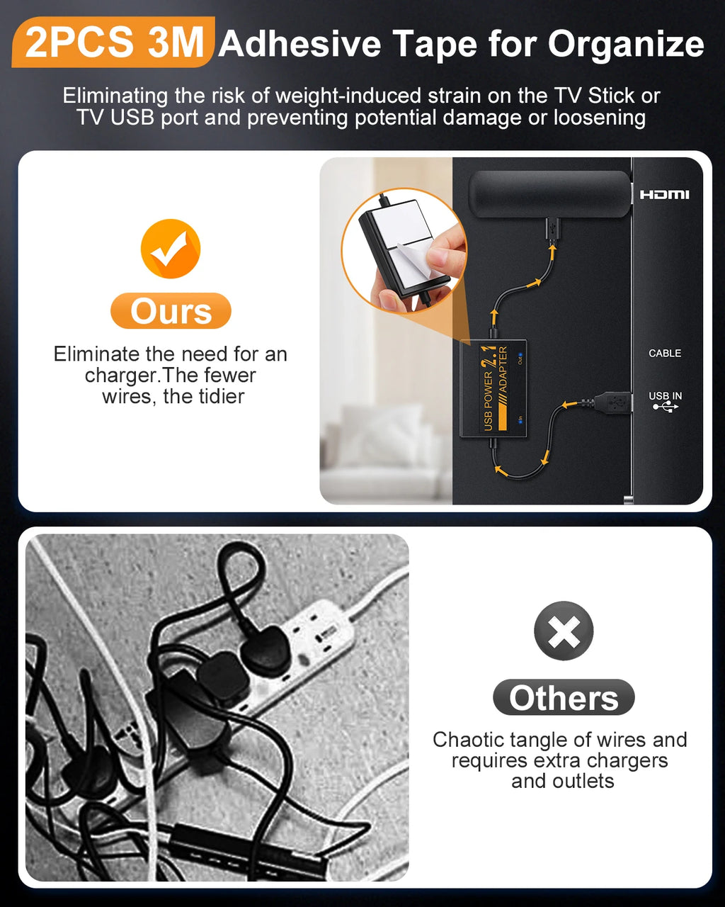 Fire Stick Power Adapter USB Power Cable for Fire TV Stick Streaming TV Sticks Directly from TV's USB Port