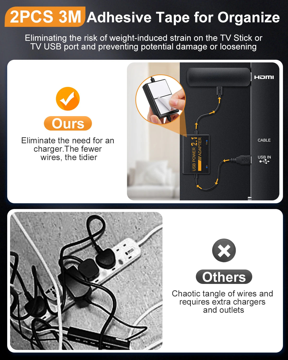 Fire Stick Power Adapter USB Power Cable for Fire TV Stick Streaming TV Sticks Directly from TV's USB Port