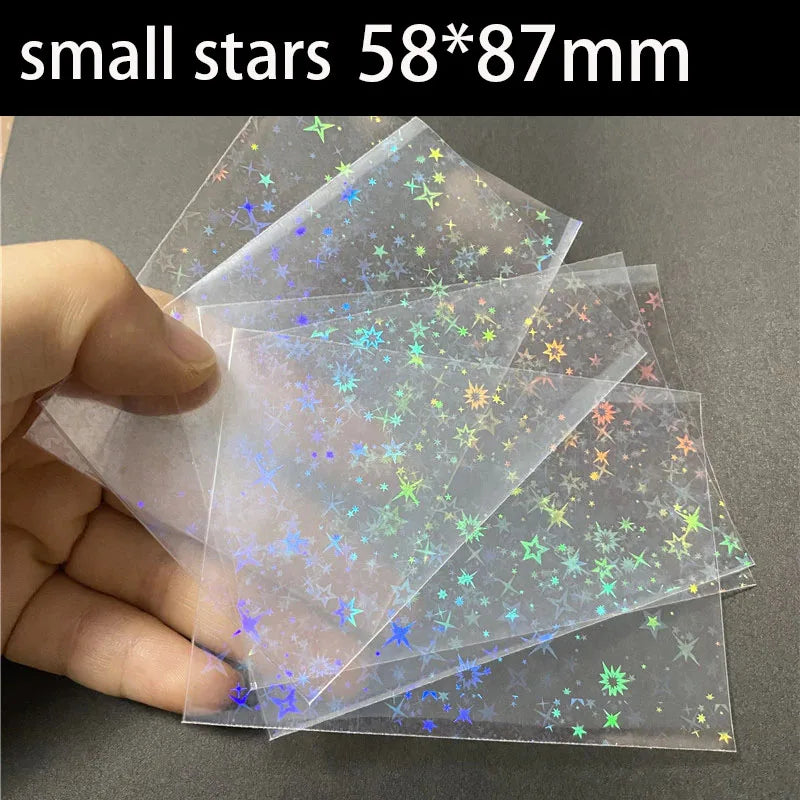 50PCS Laser Heart fireworks butterfly Flashing Holographic Transparent Clear Card Film Sleeves Super Idol Photo Protector Cover
