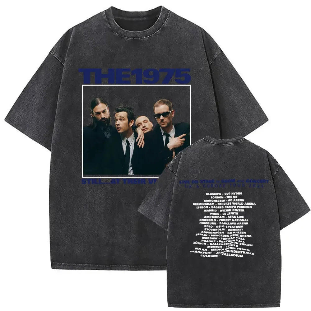 Washed Vintage The 1975 about You Print T-shirt Being Funny in A Foreign Language Album Tshirt Men Women Hip Hop Casual T Shirt