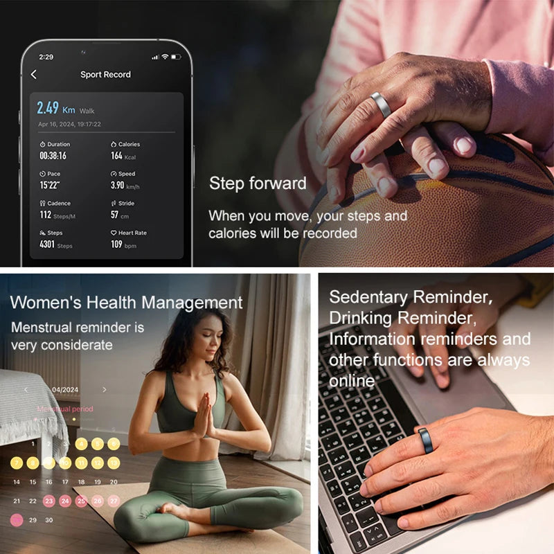 Smart Ring R10 Waterproof Health Monitor Men & Women Health & Sleep Monitor Smart Rings Multi-sport Modes QRing APP