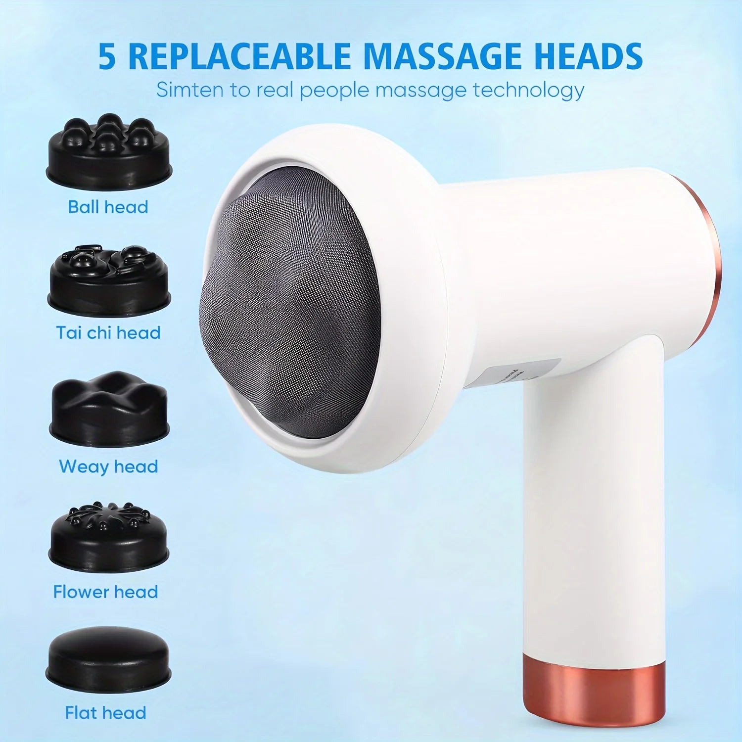 Body Massager, Home Massage Stick With 5 Massage Heads, Convenient Fat Pusher, Wireless Charging, Handheld Whole Body Kneading