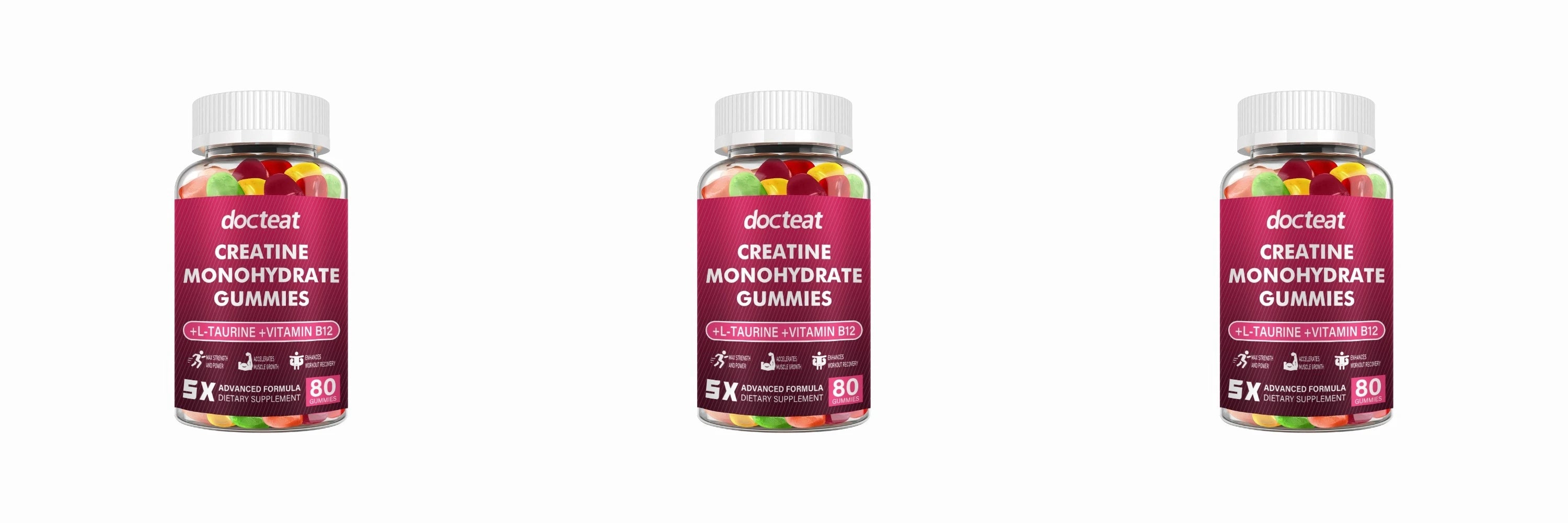 Creatine Monohydrate Gummies 80 Count with Taurine Vitamin B12 Chewable Sports Nutrition Supplement for Muscle & Energy Support