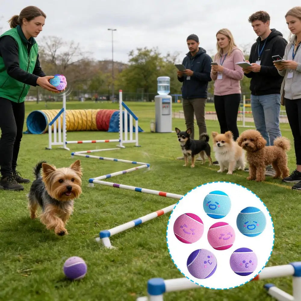 Tennis Balls for Dogs 6 Pieces Small Pet Exercise Fetch Toys Squeaky Dog Balls for Puppy Playful Outdoor Backyard Park Garden