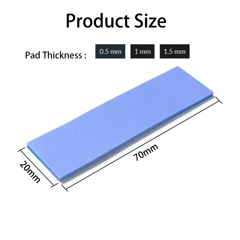 Silicone Thermal Pad - 70x20mm Thermal Pad For M.2 2280 SSD NVMe, CPU, Graphics Card Heatsink Motherboard Heat Dissipation Heats