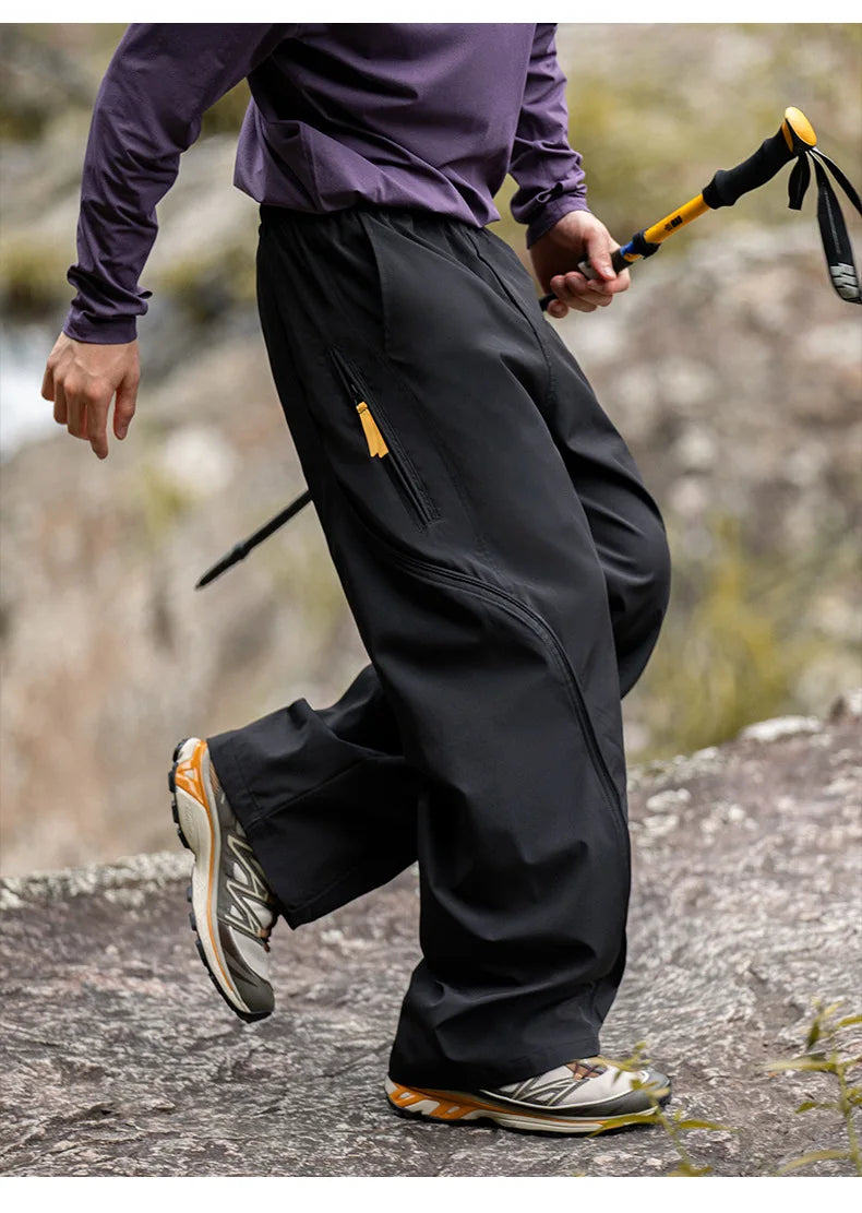 Streetwear Cargo Pants - Waterproof Windproof Fabric with Drawstring Elastic Waist｜Fall 2025 Loose Fit