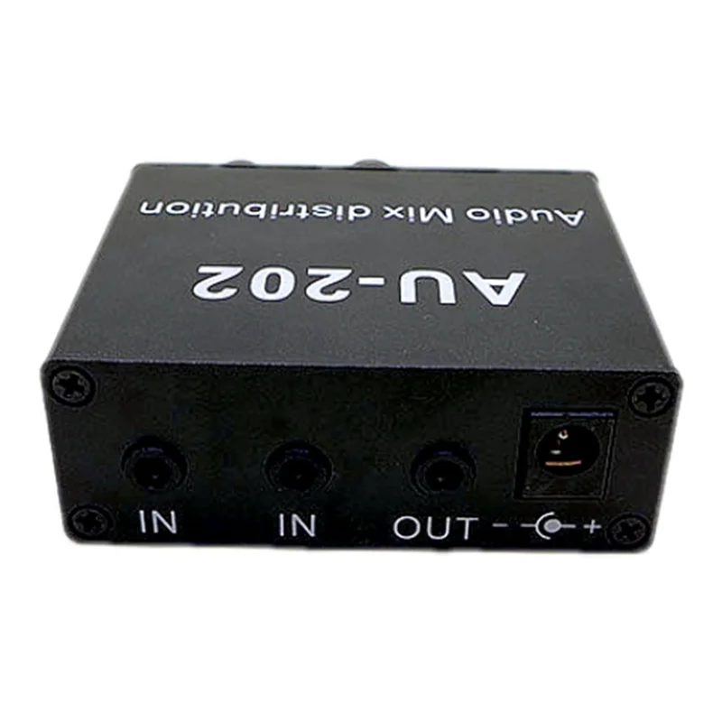 Unique! AU-202 2 Input 2 Output Stereo Mixer Audio Distributor for Headphone External Power AMP Volume Alone Control