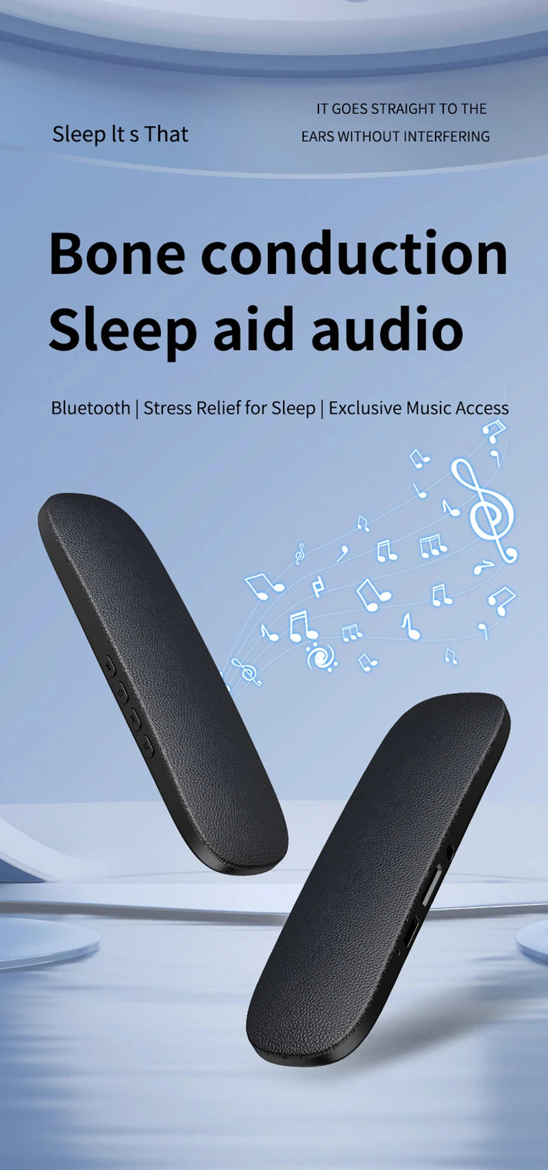 Bluetooth 5.4 Under Pillow Speaker Bone Conduction Speaker Noise Reduction Stereo Music Player With TF Card Slot Timed Shutdown