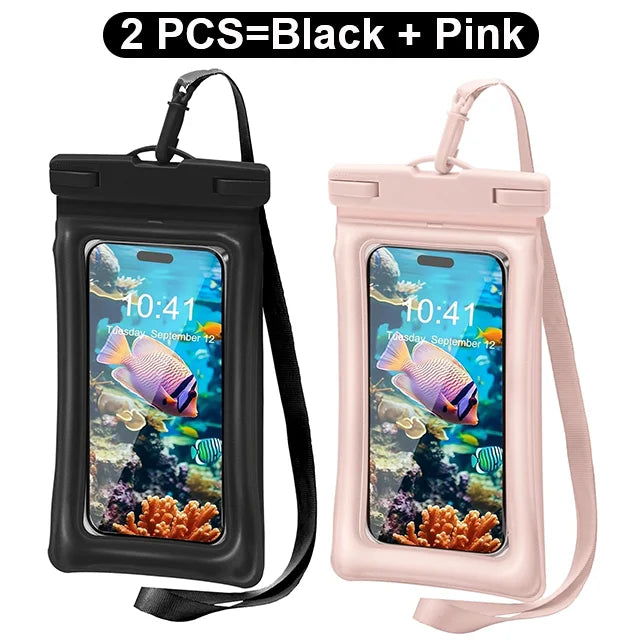 2PCS Waterproof Phone Pouch IPX8 Floating Dry Bag 1PCS Waterproof Phone Case for Beach compatible with under 7.2 inches phones
