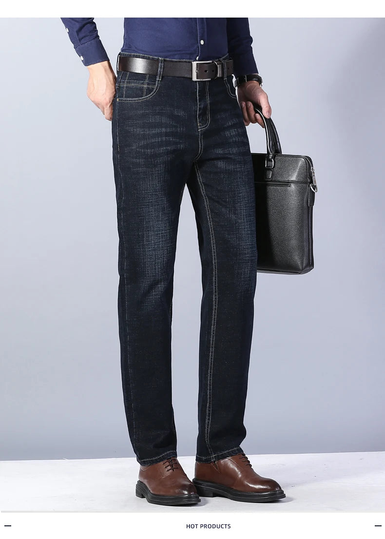 Men's Slim Fashion Denim High Quality Male Pants Elastic Black Blue Leisure Jeans Brand Clothing