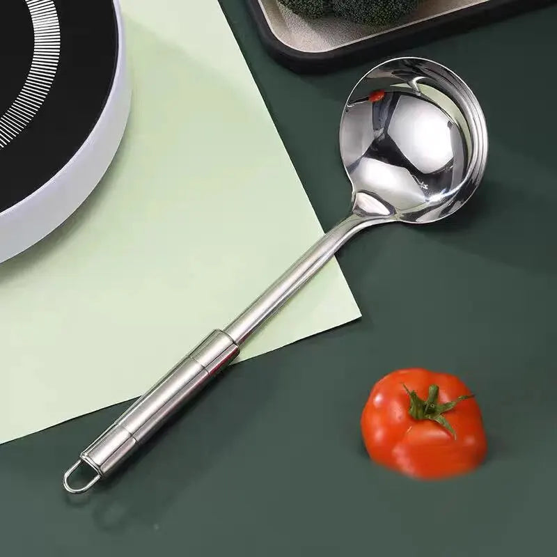 Stainless Steel Kitchen Cooking Spoon Household Pot Spoon Soup Making Hotel Supplies Outdoor Barbecue Kitchen Tools