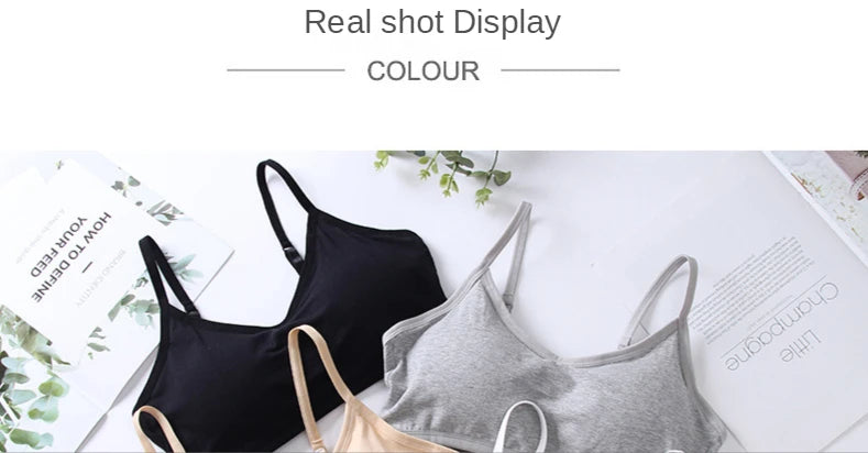 Cotton Bra for Women Fixed Pads Sports Shockproof Underwear Seamless Solid Back Closure Female Lingerie