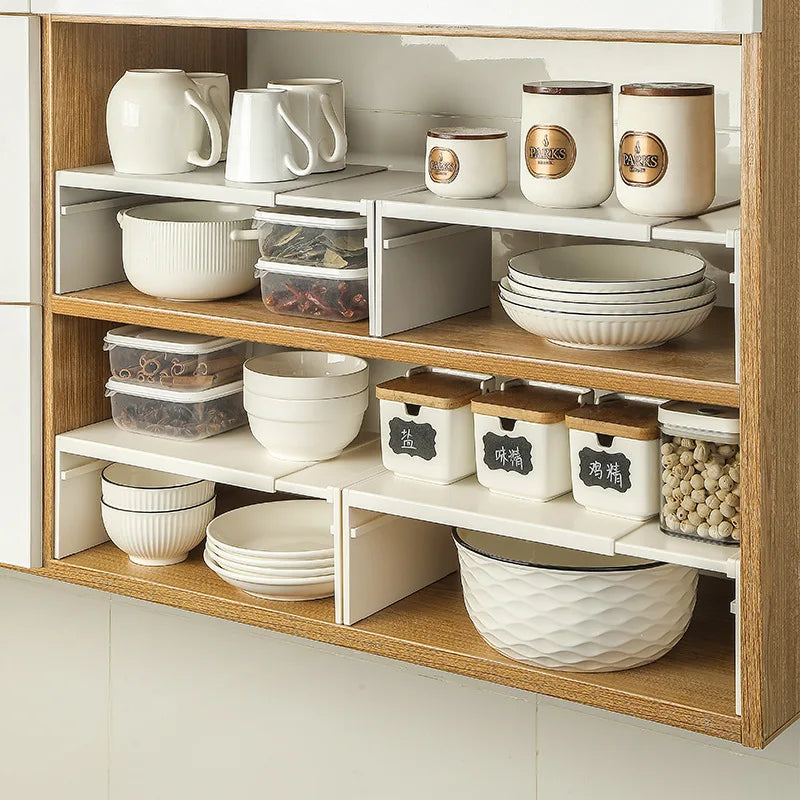 Retractable Kitchen Cupboard Organizer Wardrobe Makeup Cabinet Holder Space-Saving Closet Rack Kitchen Accessories Storage Rack