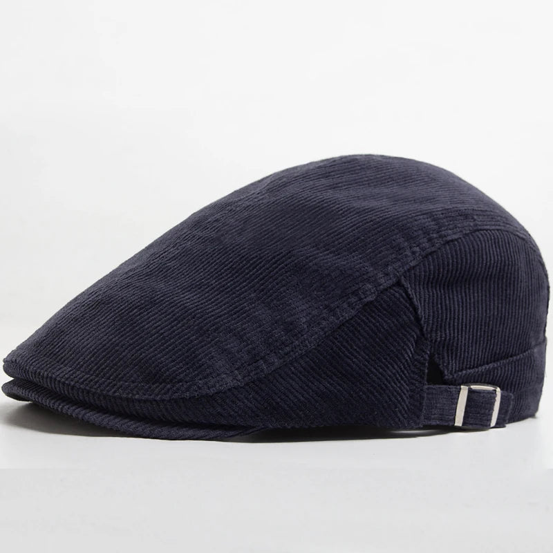 Men Fashion Corduroy Beret Spring Autumn Thick Warm Women's Flat Hat Vintage Casual Newsboy Cap Unisex Fashion Front Back Wear