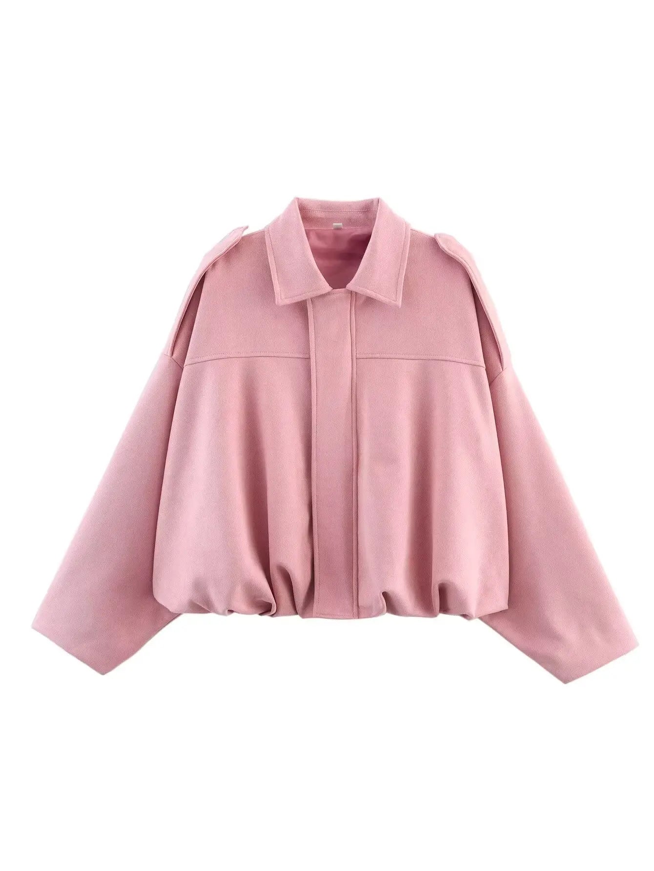 Women's Bomber Jackets Coats Fashion Turn-down Collar Long Sleeve Oversize Coats 2025 Autumn Ladies Vintage Outerwear Chic Tops